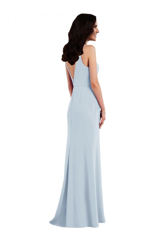 Outlet V Back Spaghetti Strap Maxi Bridesmaid Dress / Prom Dress with Pockets UK
