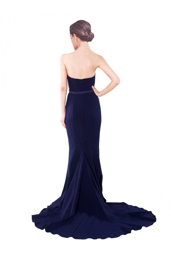 Outlet Strapless Sweetheart Neckline Crepe Bridesmaid Dress / Prom Dress with Satin Waistband UK