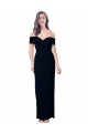 Outlet Off the Shoulder Long Full Length Formal Crepe Bridesmaid Dress / Prom Dress with Side Split UK