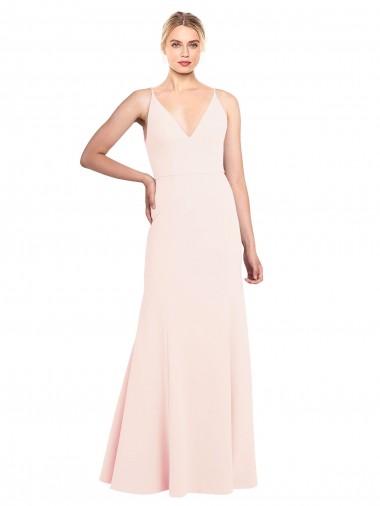 Outlet Slim A-Line V-Neck Long Stretch Formal Crepe Bridesmaid Dress / Prom Dress with V-Back UK
