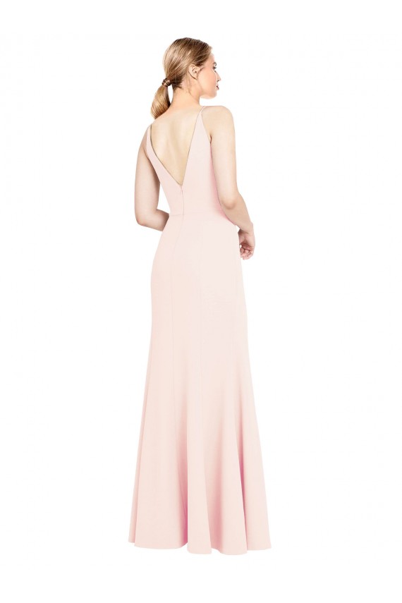 Outlet Slim A-Line V-Neck Long Stretch Formal Crepe Bridesmaid Dress / Prom Dress with V-Back UK