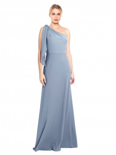Outlet Draped Flutter Sleeves One Shoulder Stretch Formal Crepe Bridesmaid Dress / Prom Dress UK