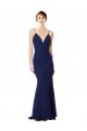 Outlet Deep V-Neck Spaghetti Straps Mermaid Formal Crepe Bridesmaid Dress / Prom Dress UK