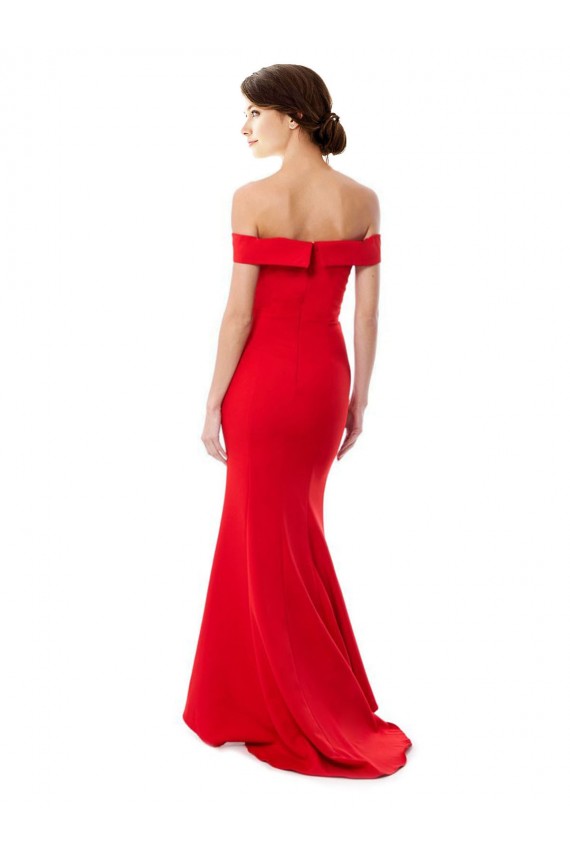 Outlet Off the Shoulder Sweetheart Maxi Formal Crepe Bridesmaid Dress / Prom Dress With Thigh Split and Train UK