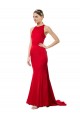 Outlet High Neck Mermaid Open Back Formal Crepe Maxi Bridesmaid Dress / Prom Dress with Train Detail UK