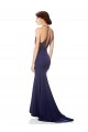 Outlet High Neck Fishtail Formal Crepe Bridesmaid Dress / Prom Dress with Open Back Detail UK