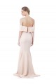 Outlet Mermaid Bardot Maxi Formal Crepe Bridesmiad Dress with Fishtail Train UK