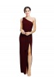 Outlet One Shoulder Sheath Formal Crepe Bridesmaid Dress / Prom Dress with High Side Split UK