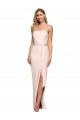 Outlet Full Length Low Back Strapless Formal Crepe Bridesmaid Dress / Prom Dress with Thigh High Side Split UK