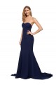 Outlet Fit and Flare Sweetheart Long Formal Crepe Bridesmaid Dress / Prom Dress with Sweep Train UK