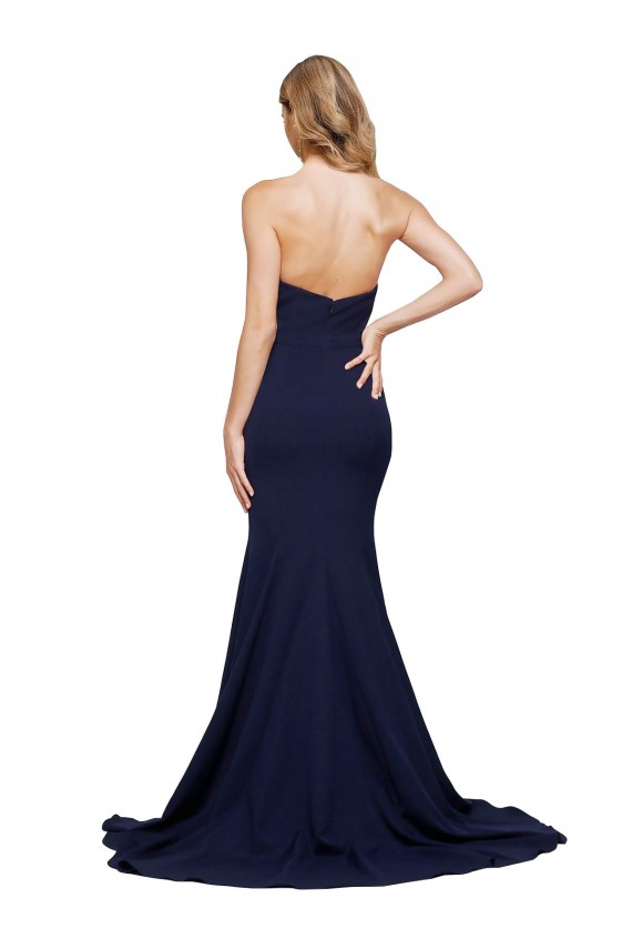 Outlet Fit and Flare Sweetheart Long Formal Crepe Bridesmaid Dress / Prom Dress with Sweep Train UK