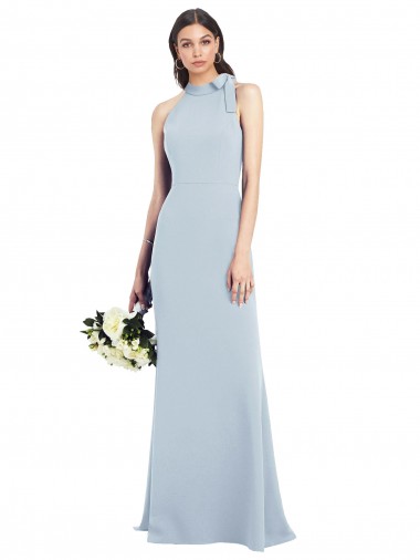 Outlet Halter Bow Neck Open Back Soft Full Length Trumpet Bridesmaid Dress / Prom Dress UK