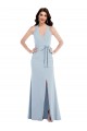 Outlet Open Back Halter Maxi Formal Crepe Bridesmaid Dress / Prom Dress with Draped Bow UK