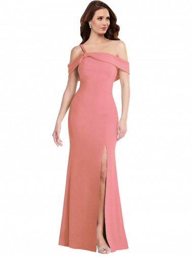 Outlet One Shoulder Draped Cuff Maxi Bridesmaid Dress / Prom Dress with Front Slit UK