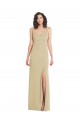 Outlet Wide Strap Slash Cutout Empire Formal Crepe Bridesmaid Dress / Prom Dress with Front Slit UK