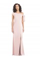 Outlet Off the Shoulder Tie Detail Trumpet Formal Crepe Bridesmaid Dress / Prom Dress with Front Slit UK