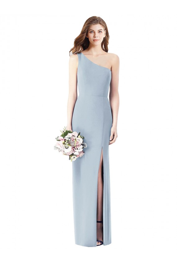 Outlet One Shoulder Crepe Trumpet Bridesmaid Dress / Prom Dress with Front Slit UK