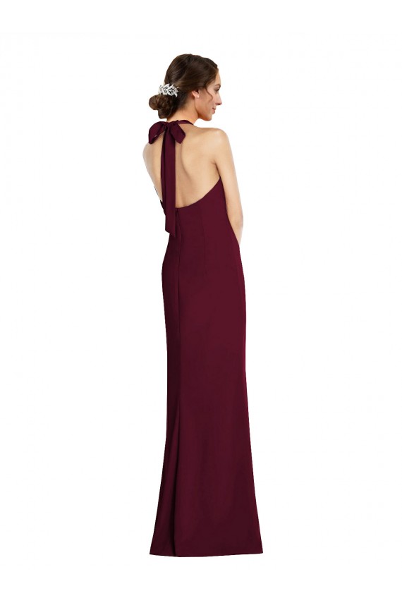 Outlet Tie Halter Open Back Trumpet Bridesmaid Dress / Prom Dress UK