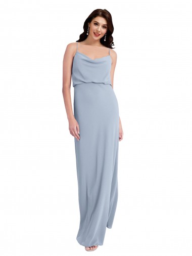 Outlet Draped Cowl Neck Long Formal Crepe Bridesmaid Dress / Prom Dress with Spaghetti Straps UK
