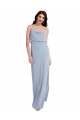 Outlet Draped Cowl Neck Long Formal Crepe Bridesmaid Dress / Prom Dress with Spaghetti Straps UK