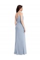 Outlet Draped Cowl Neck Long Formal Crepe Bridesmaid Dress / Prom Dress with Spaghetti Straps UK