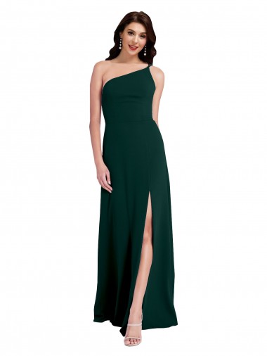 Outlet A-Line Slim One Shoulder Formal Crepe Bridesmaid Dress / Prom Dress with Asymmetrical Straps and Side Slit UK