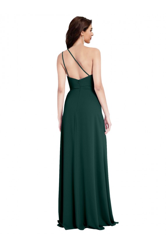 Outlet A-Line Slim One Shoulder Formal Crepe Bridesmaid Dress / Prom Dress with Asymmetrical Straps and Side Slit UK