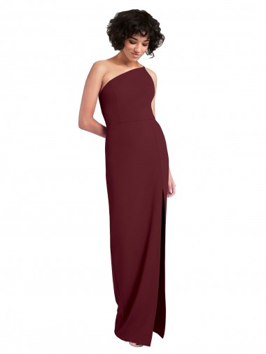 Outlet Sleek One Shoulder Long Formal Crepe Bridesmaid Dress / Prom Dress with Daring Slit UK