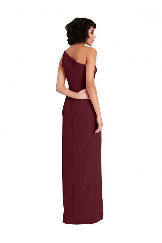 Outlet Sleek One Shoulder Long Formal Crepe Bridesmaid Dress / Prom Dress with Daring Slit UK