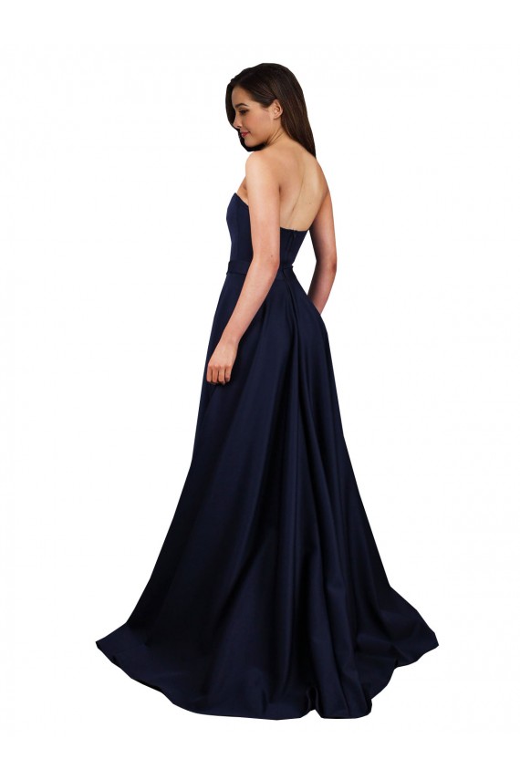 Outlet Sweetheart Neckline Low Back Long Formal Crepe Bridesmaid Dress / Prom Dress with High Leg Spit UK