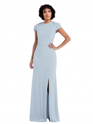 Outlet Cap Sleeve Cutout Tie Back Trumpet Bridesmaid Dress UK