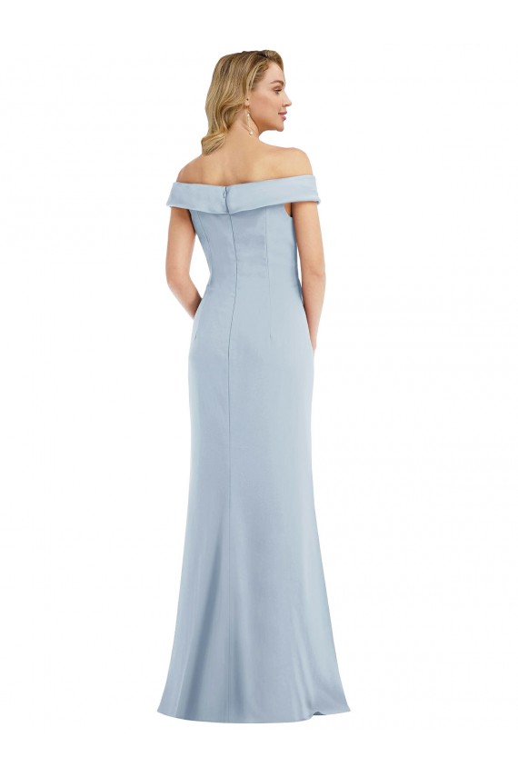 Outlet Off the Shoulder Tuxedo Maxi Bridesmaid Dress / Prom Dress with Front Slit UK