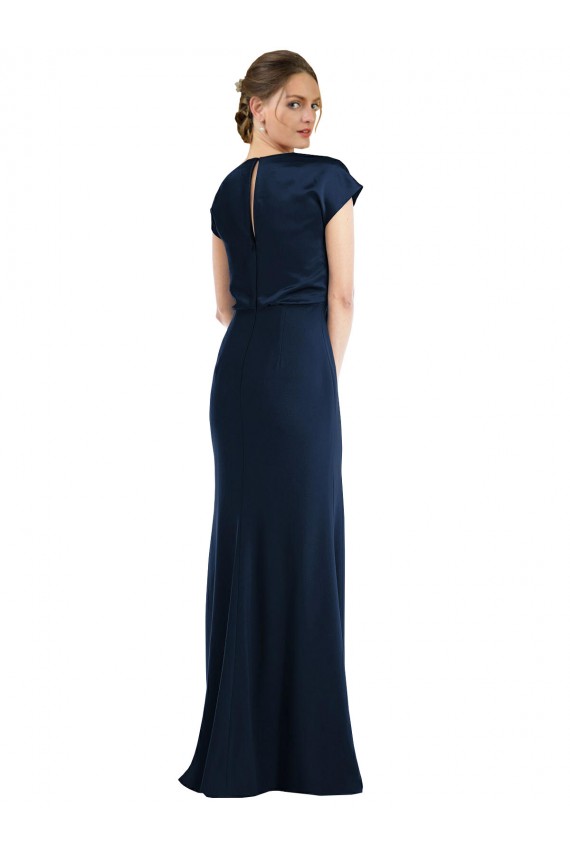 Outlet Soft Bow Blouson Bodice Trumpet Formal Crepe Bridesmaid Dress / Prom Dress UK