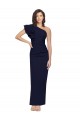 Outlet Ruched Floor Length Long Formal Crepe Bridesmaid Dress / Prom Dress with Shoulder Ruffles UK