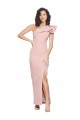 Outlet Full Length One Shoulder Formal Crepe Bridesmaid Dress / Prom Dress with Side Leg Split UK