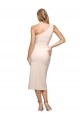Outlet Midi Length One Shoulder Formal Crepe Bridesmaid Dress / Cocktail Prom Dress with Thigh High Side Split UK