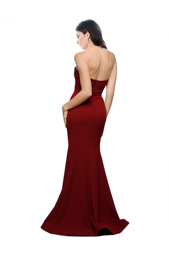 Outlet Long Full Length Sweetheart Slim Formal Crepe Bridesmaid Dress / Prom Dress with Strapless Bodice UK