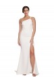 Outlet Long Sweep Train Crepe Bridesmaid Dress / Prom Dress with Side Split and One Strap UK