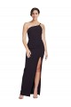Outlet Long Floor Length Formal Crepe Bridesmaid Dress / Prom Dress with Side Split and One Strap UK