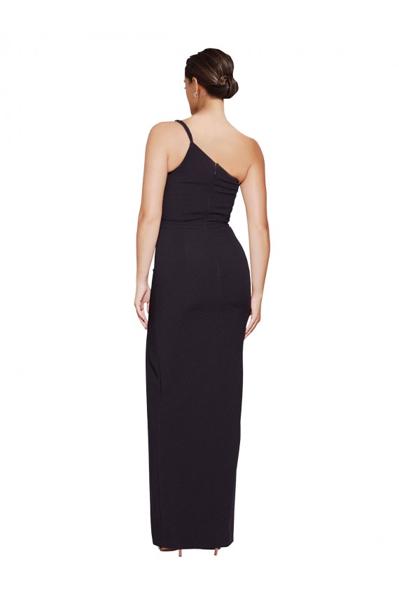 Outlet Long Floor Length Formal Crepe Bridesmaid Dress / Prom Dress with Side Split and One Strap UK