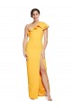 Outlet One Shoulder Floor Length Formal Crepe Bridesmaid Dress / Prom Dress with Thigh High Split UK