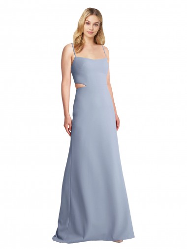 Outlet Feminine Scoop Neckline Long Crepe Slip Bridesmaid Dress / Prom Dress  UK