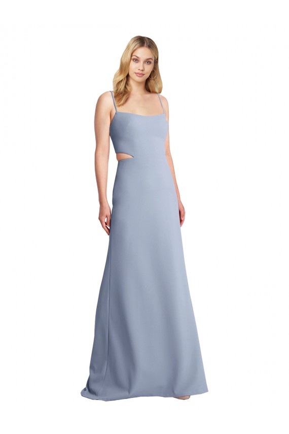 Outlet Feminine Scoop Neckline Long Crepe Slip Bridesmaid Dress / Prom Dress  UK