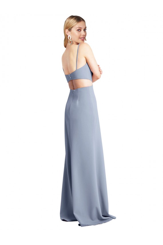 Outlet Feminine Scoop Neckline Long Crepe Slip Bridesmaid Dress / Prom Dress  UK