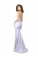 Outlet Simple Mermaid V-Neck Long Crepe Beach Wedding Dress with Right Slit UK