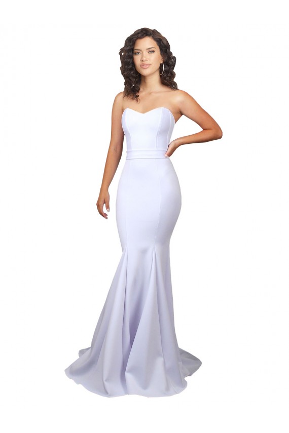 Outlet Simple Long Strapless Sweetheart Mermaid Crepe Beach Wedding Dress UK