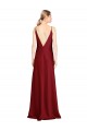 Outlet Floor Length Deep V-Back Formal Stretch Satin Bridesmaid Dress / Prom Dress with Front Slit UK