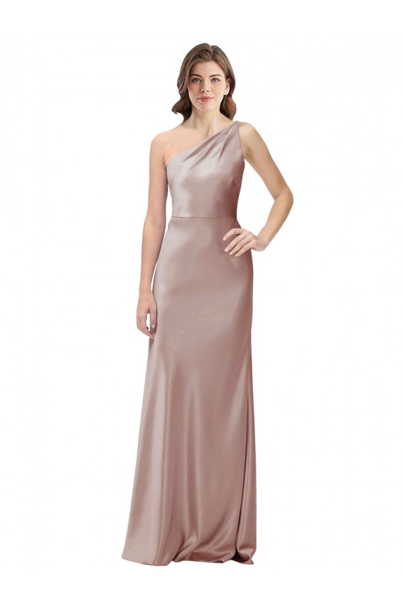 Outlet One Shoulder Black-Tie Floor Length Long Formal Stretch Satin Bridesmaid Dress / Prom Dress UK