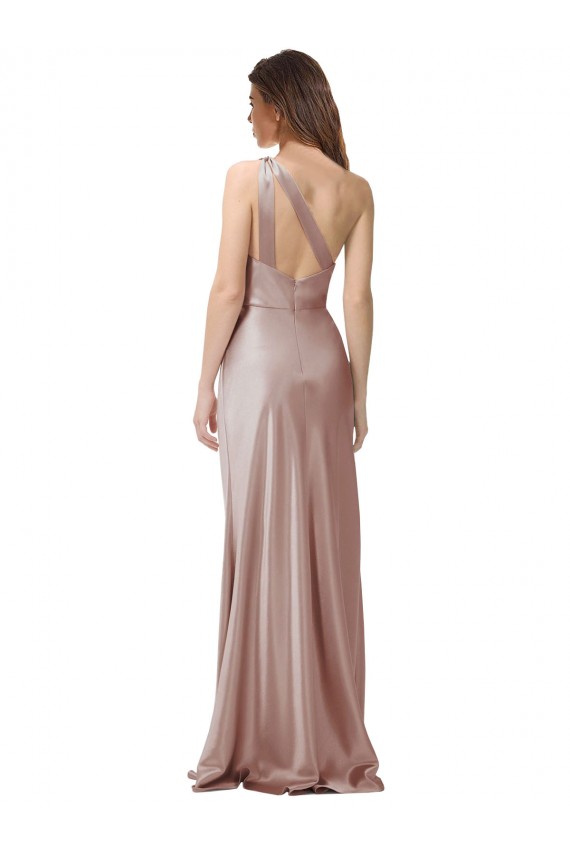 Outlet One Shoulder Black-Tie Floor Length Long Formal Stretch Satin Bridesmaid Dress / Prom Dress UK