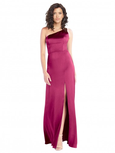 Outlet Sleek One Shoulder A-Line Long Formal Stretch Satin Bridesmaid Dress / Prom Dress with Spaghetti Straps Back UK